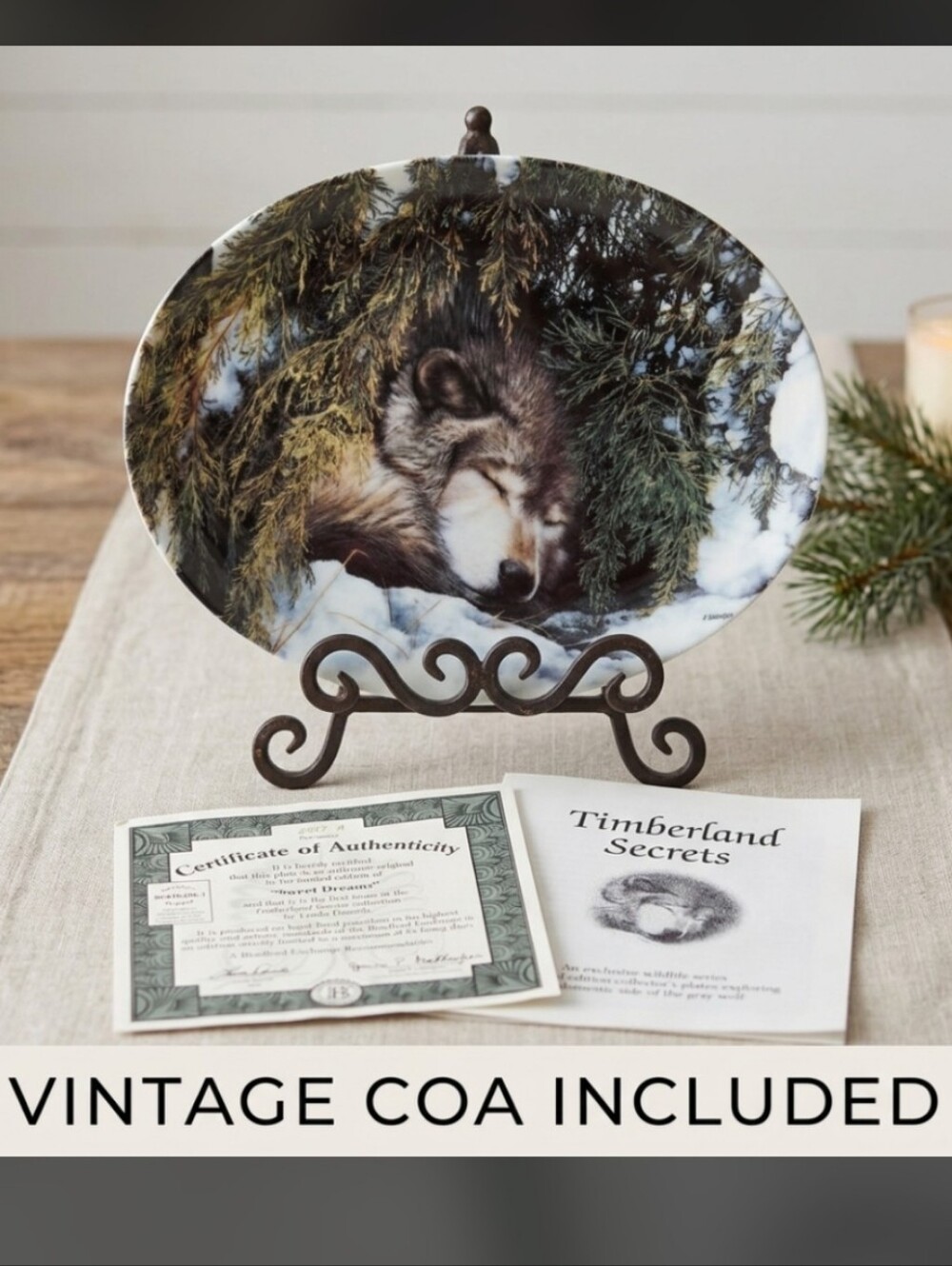 IOB Vintage '95 Bradford Exchange "Sweet Dreams" Wolf Collectors Plate